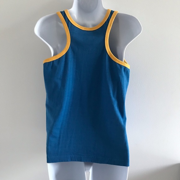 NWOT Mambo Women’s Blue & Yellow 100% Cotton Jersey Summer Festival Tank Top Y2K - Picture 8 of 14